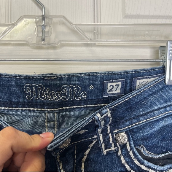 Miss Me Women's Loose Saddle Stitch Border Boot Cut Jean Sz 27 - Picture 3 of 11